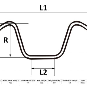 MPS Handlebar 7/8” Black 13” Rise Wide Bottom for Motorbikes