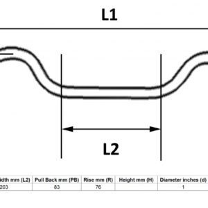 MPS Handlebar 1” Chrome Glide 2” Rise Without Dimples for Motorbikes