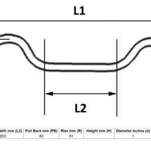 MPS Handlebar 1” Chrome Glide Style 2” Rise Without Dimples for Motorbikes