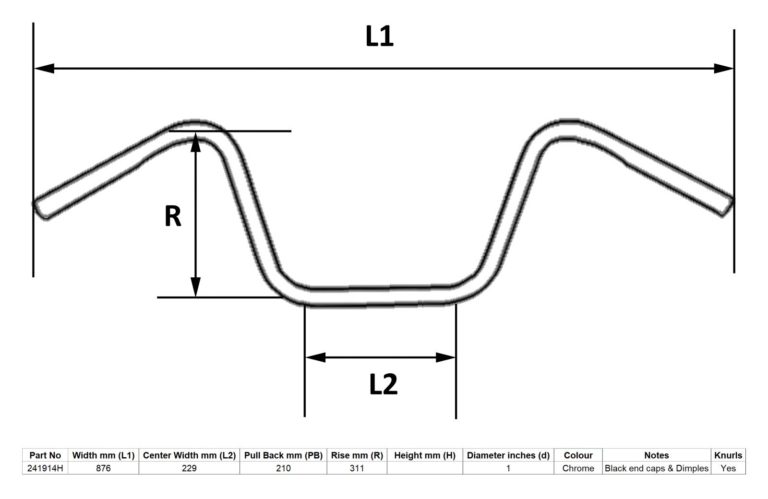 MPS Handlebar 1” Chrome 13” Rise With Dimples for Motorbikes