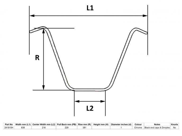 MPS Handlebar 1” Chrome 15” Rise With Dimples for Motorbikes