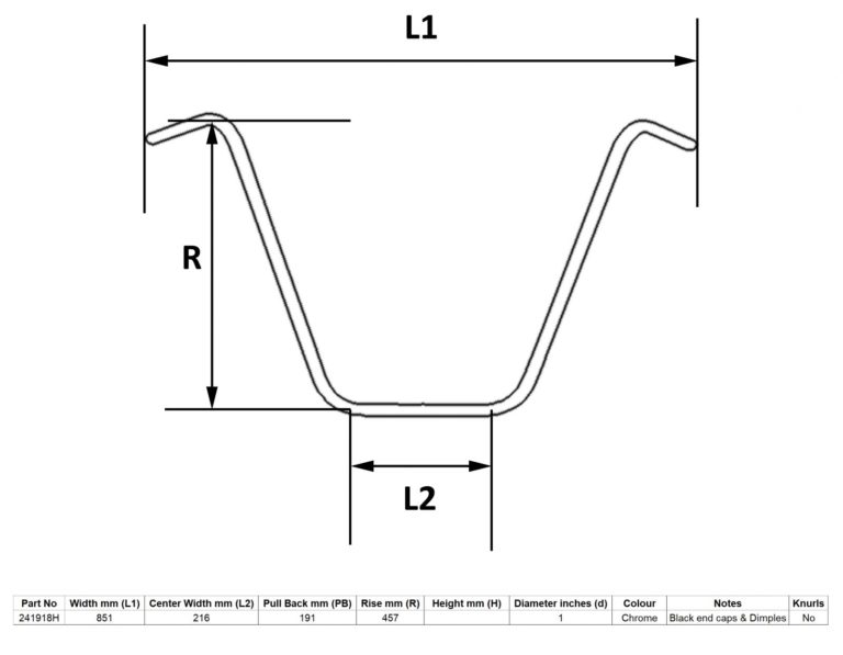 MPS Handlebar 1” Chrome 18” Rise With Dimples for Motorbikes