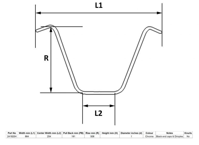 MPS Handlebar 1” Chrome 20” Rise With Dimples for Motorbikes