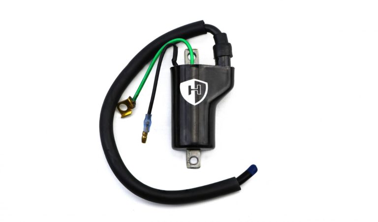 Ignition Coil 12v CDI Single Lead 2 Terminals Bullet & Earth Ring 90mm Centres