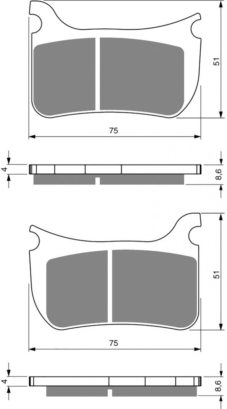 Goldfren AD276 as fitted to Beringer 4 Piston Caliper for Motorbikes