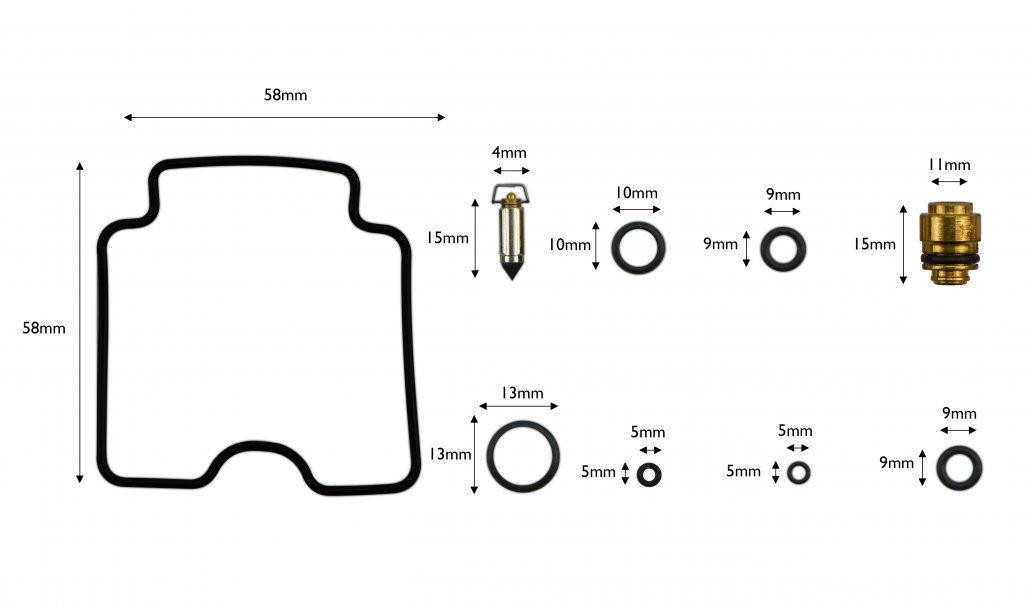 Carb Repair Kit fits Yamaha XVS1100A Dragstar 99-05, BT1100 02-06 Motorbikes