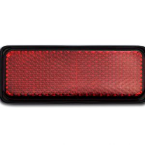 Reflector Red Rectangle Stick-On Black Rim 85mm x 30mm for Motorbikes