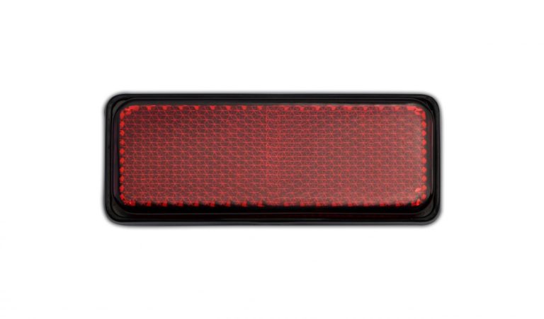 Reflector Red Rectangle Bolt-On Black Rim 85mm x 30mm for Motorbikes