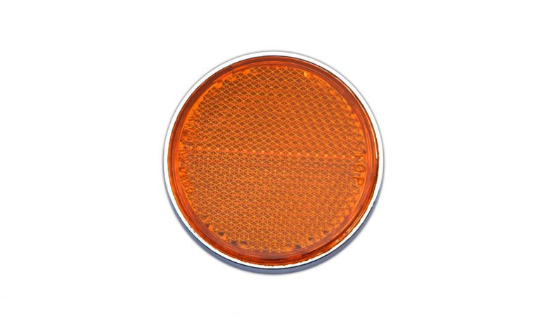 Reflector Orange Round Bolt-on Chrome Rim OD 60mm E-Marked for Motorbikes